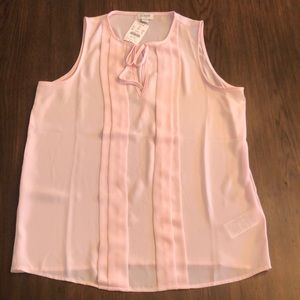 JCrew Blush pink tank with key hole and tie